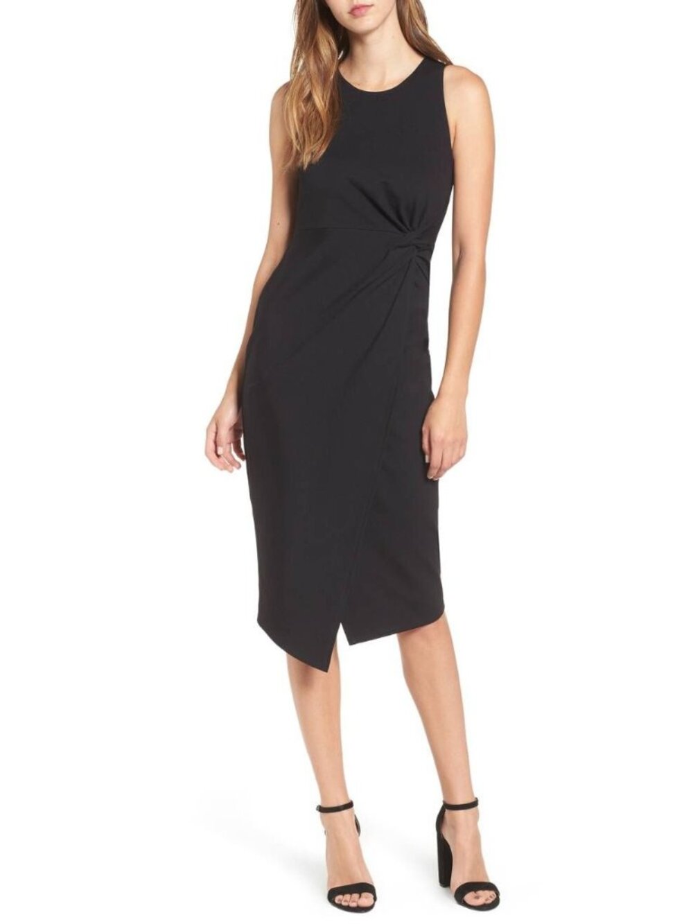 🆕LEITH Knot Front Cutaway Sheath Dress Black Small (4-6)